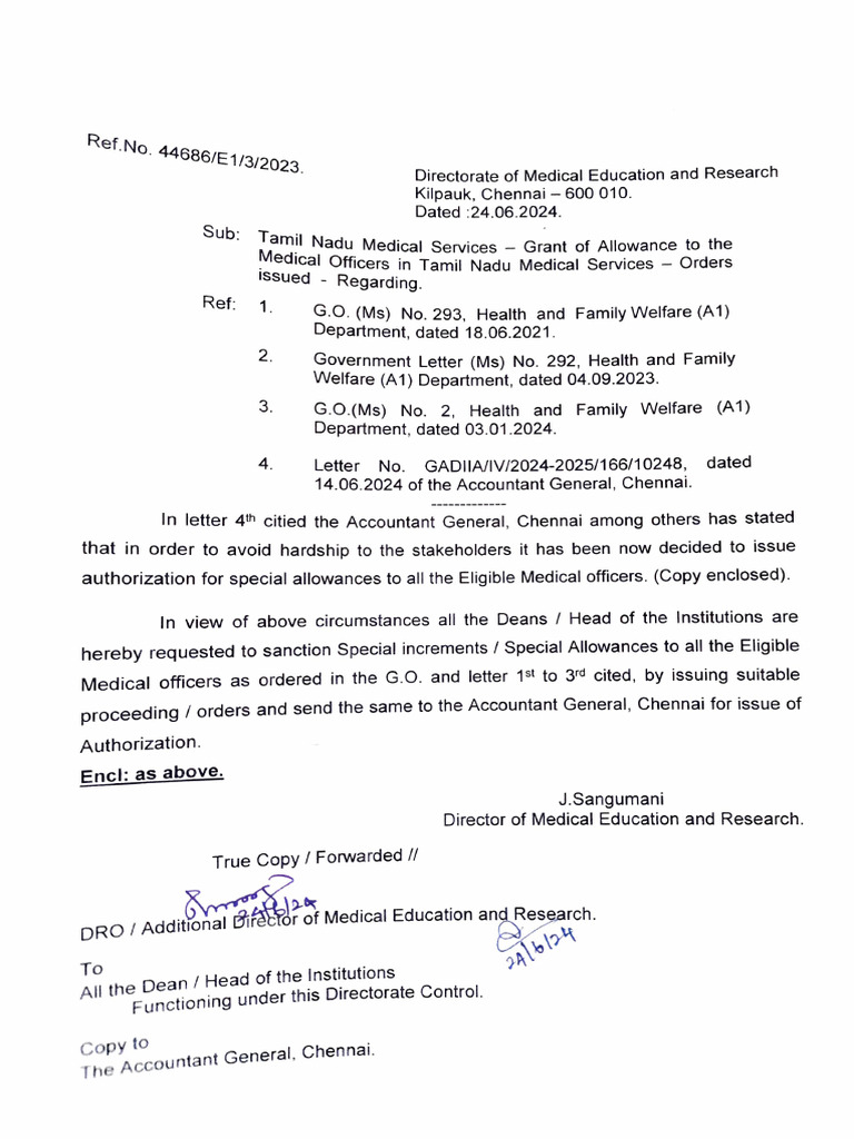 AG Letter Communication Grant of Allowance To MOs | PDF