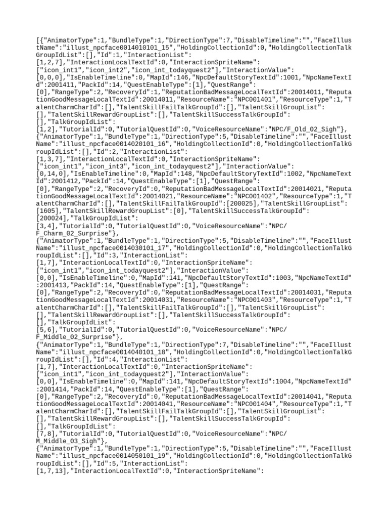 NPC Interaction Data Overview | PDF