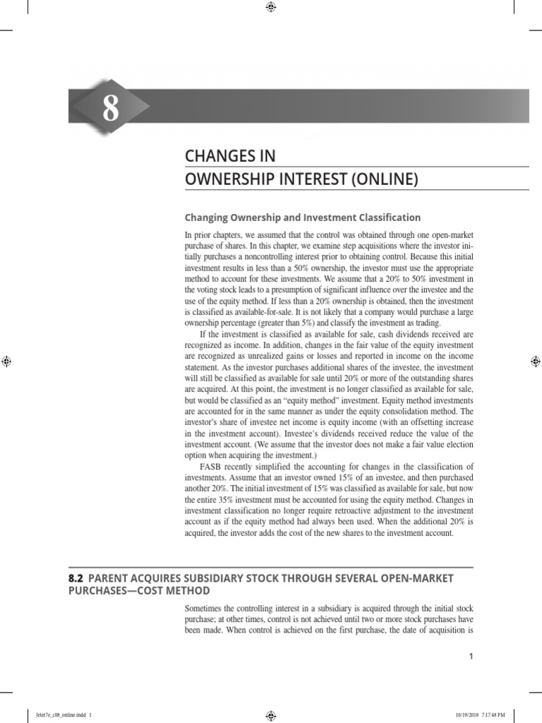 Changes in Ownership Interest Accounting | PDF | Investing | Equity ...