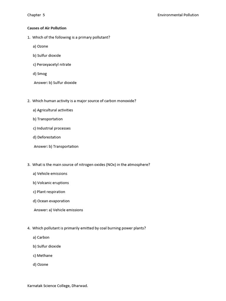 Air Pollution MCQ7889 | PDF | Air Pollution | Exhaust Gas