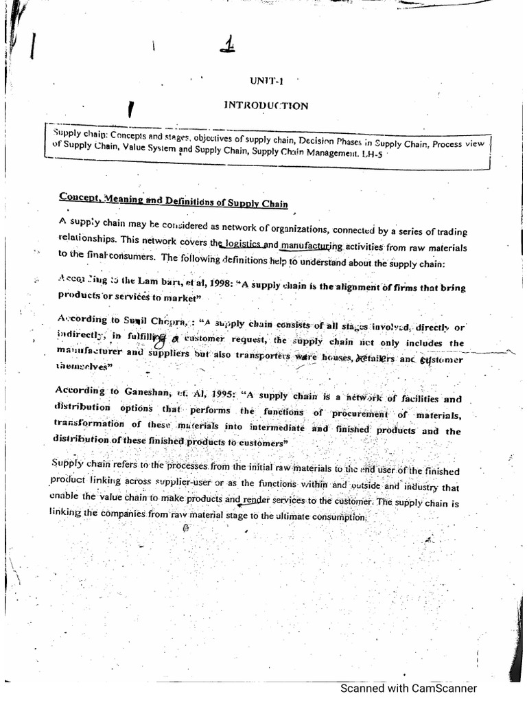 Supply Chain Management Notes Pdf