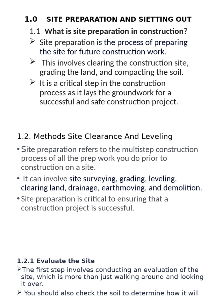 Site Preparation and Setting Out Guide | PDF | Surveying | Surface Runoff