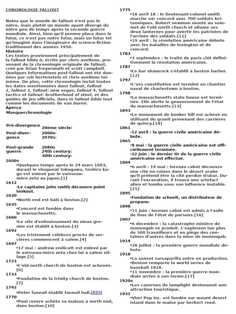 Chronologie détaillée de Fallout | PDF | Les États-Unis | Laboratoire ...
