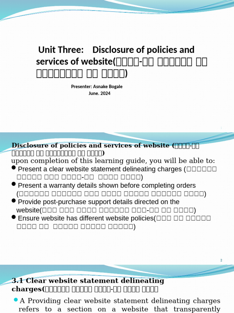 Website Policy and Service Disclosure Guide | PDF | Fee | Subscription ...