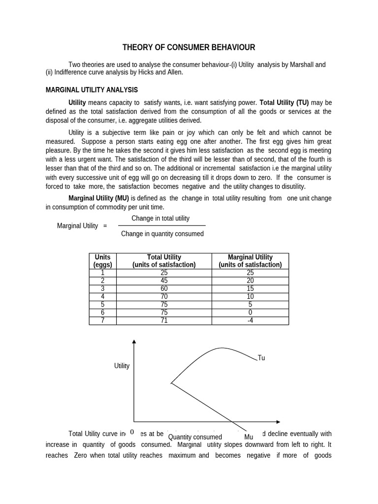 Consumer Behavior Theories Explained | PDF | Utility | Marginal Utility
