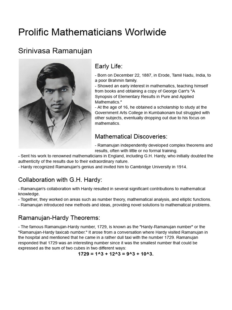 Ramanujan and Hardy: A Mathematical Legacy | PDF | Geometry | Mathematics