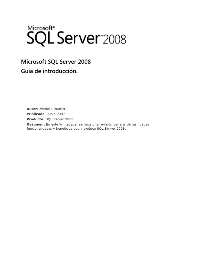 SQL Server 2008 Overview | PDF | Servidor SQL de Microsoft | .NET Framework
