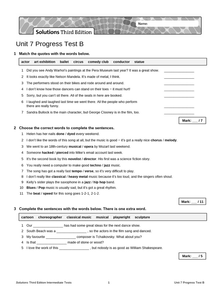 solutions third edition intermediate tests unit 7 progress test b