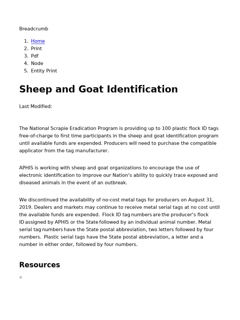 Sheep and Goat Identification | PDF