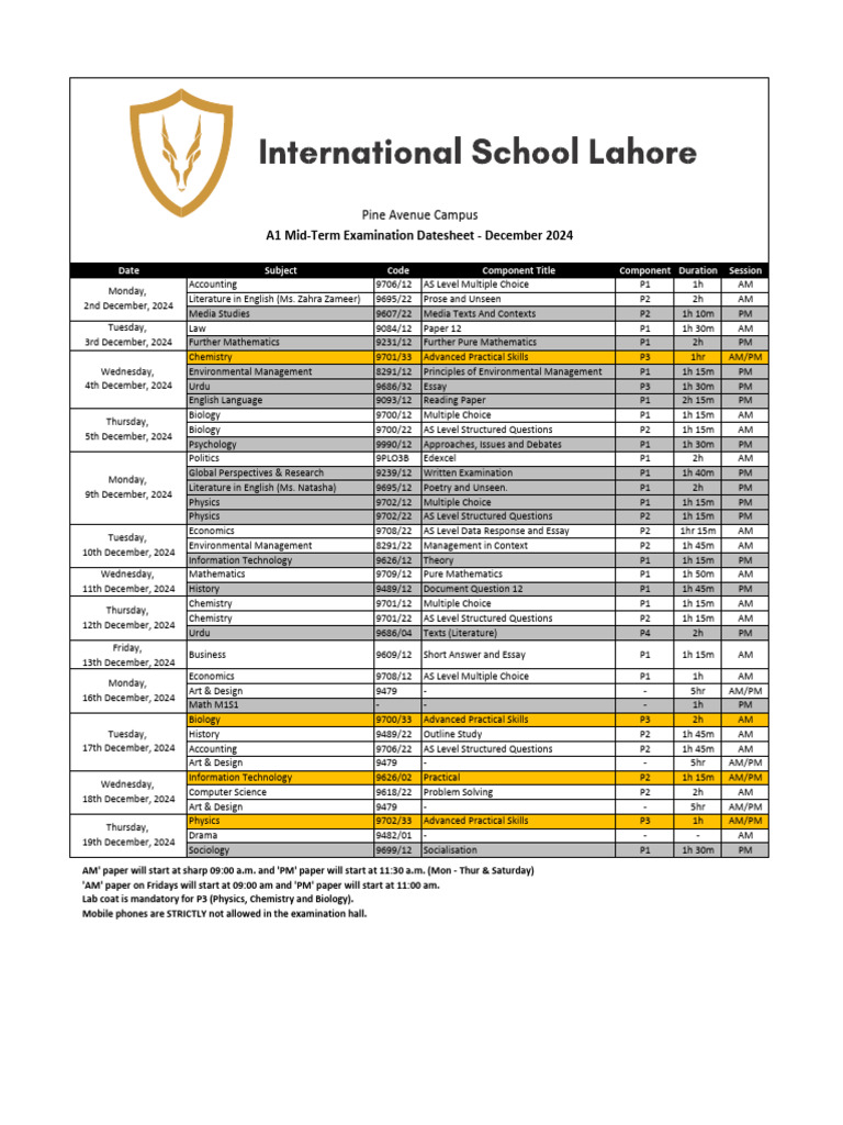 December 2024 Mid-Term Exam Schedule | PDF | Mathematics | Liberal Arts ...