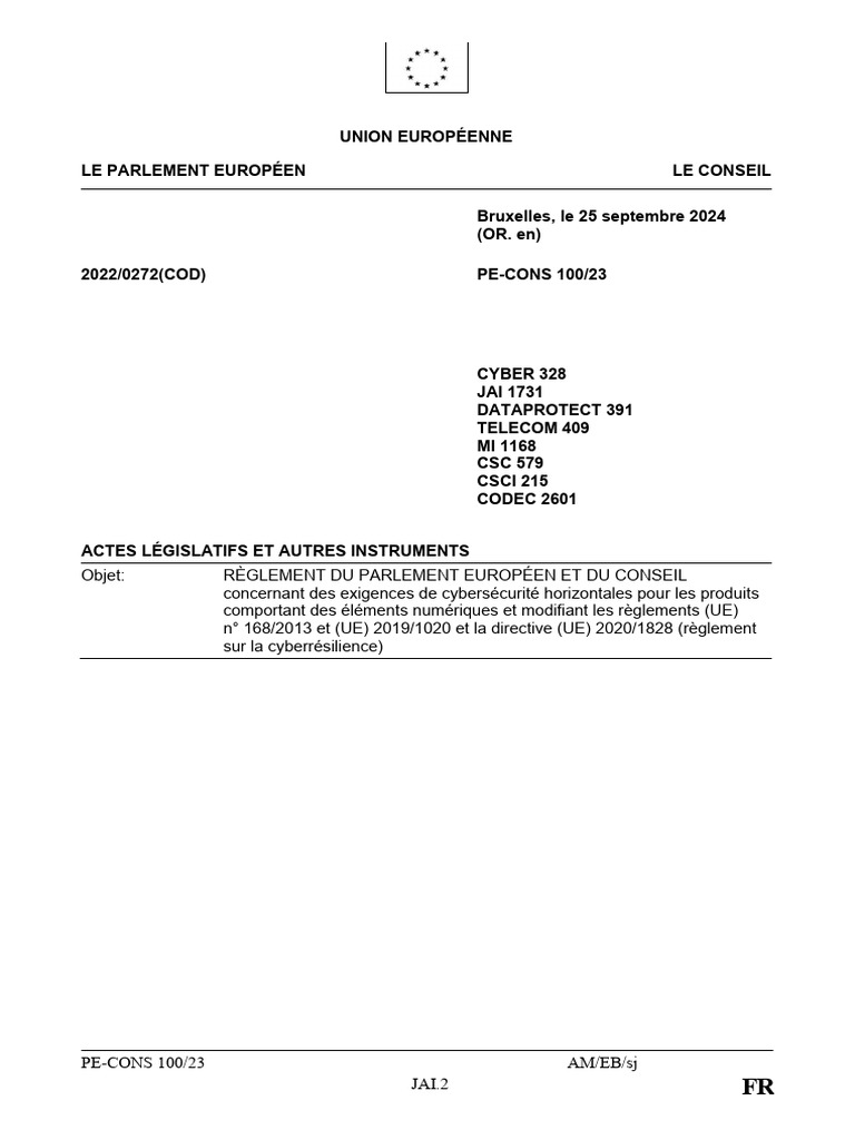 Cra - Pe 100 2023 Init - FR | PDF | Sécurité des systèmes d'information ...