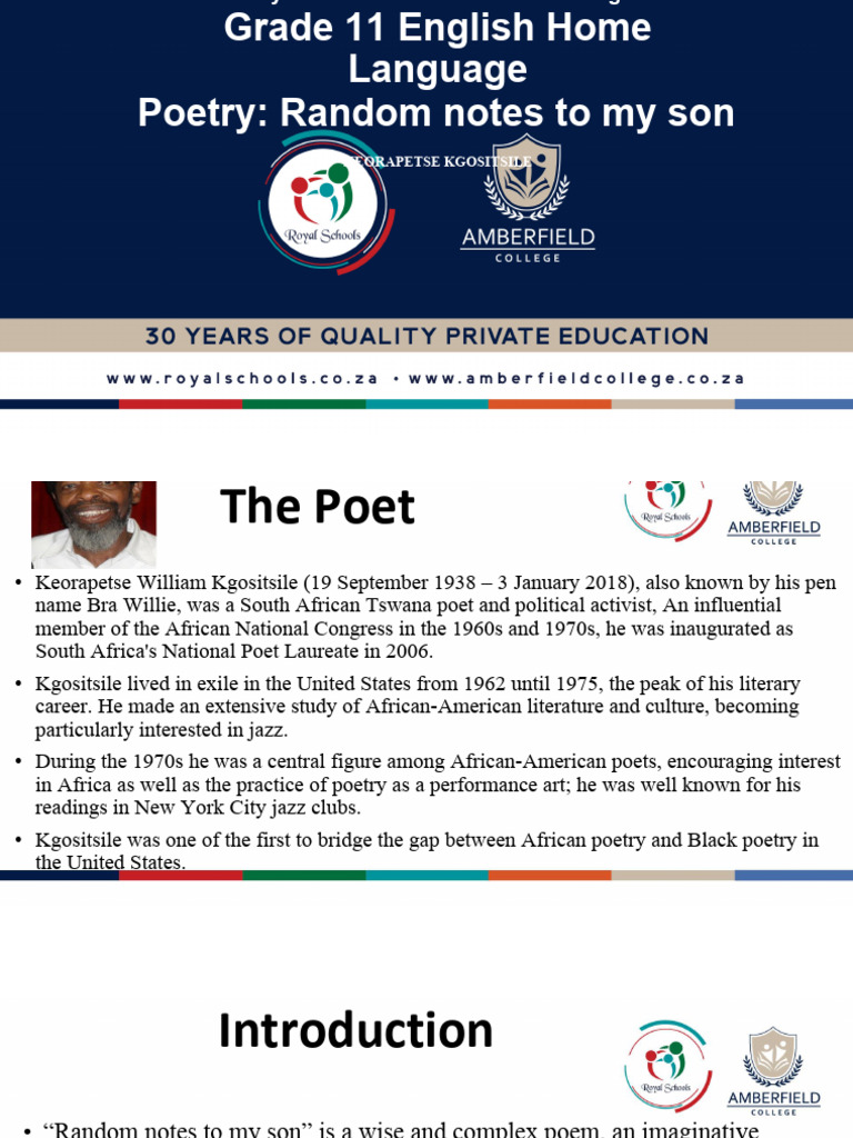 Kgositsile's Wisdom: A Father's Poem | PDF