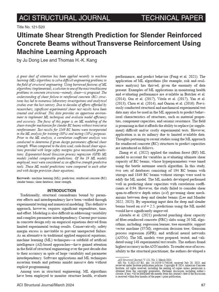 ML Prediction of Shear Strength in RC Beams | PDF | Support Vector ...
