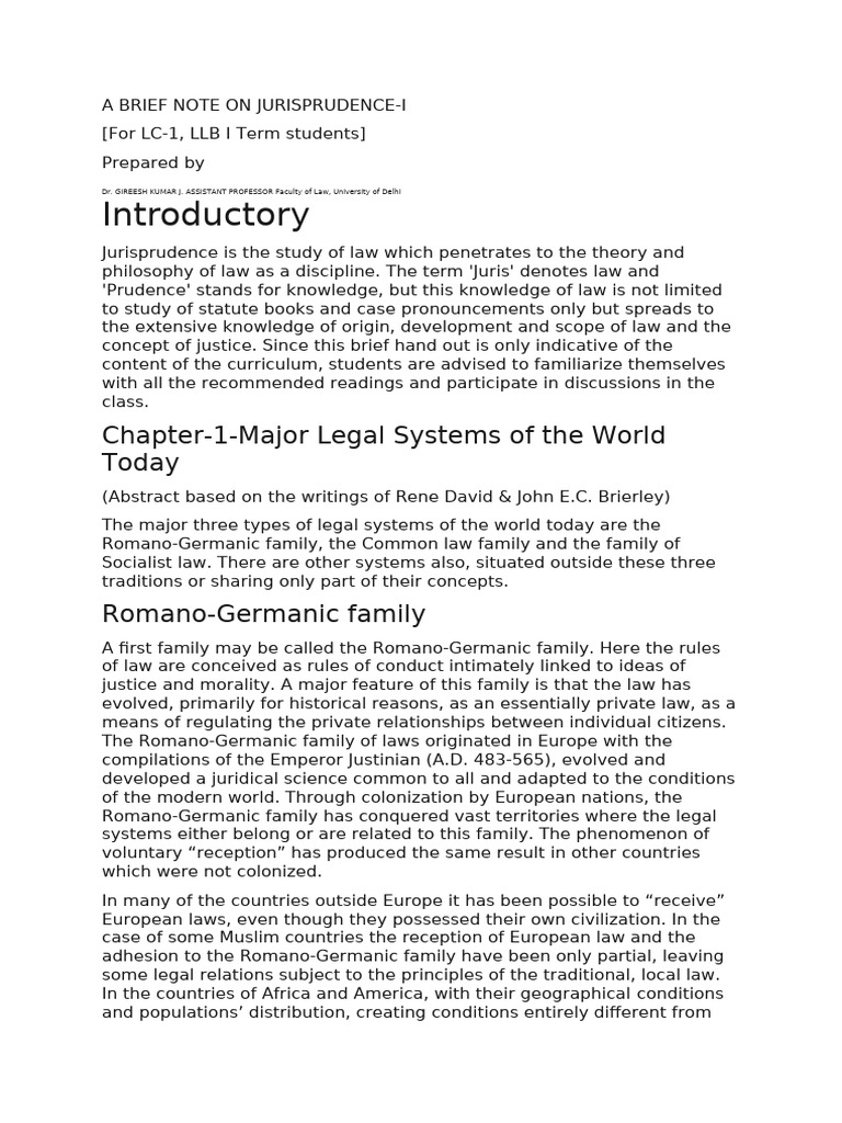 A Brief Note On Jurisprudence | PDF | Precedent | Obiter Dictum