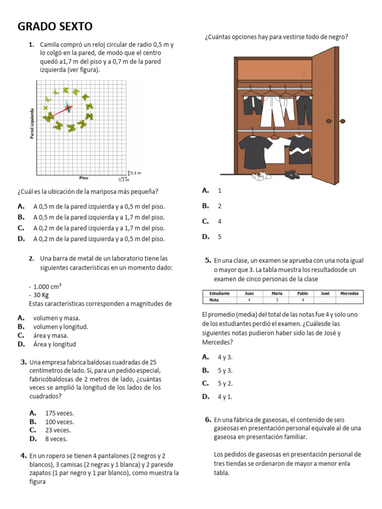 Ejercicios de Matemáticas para Sexto Grado | PDF