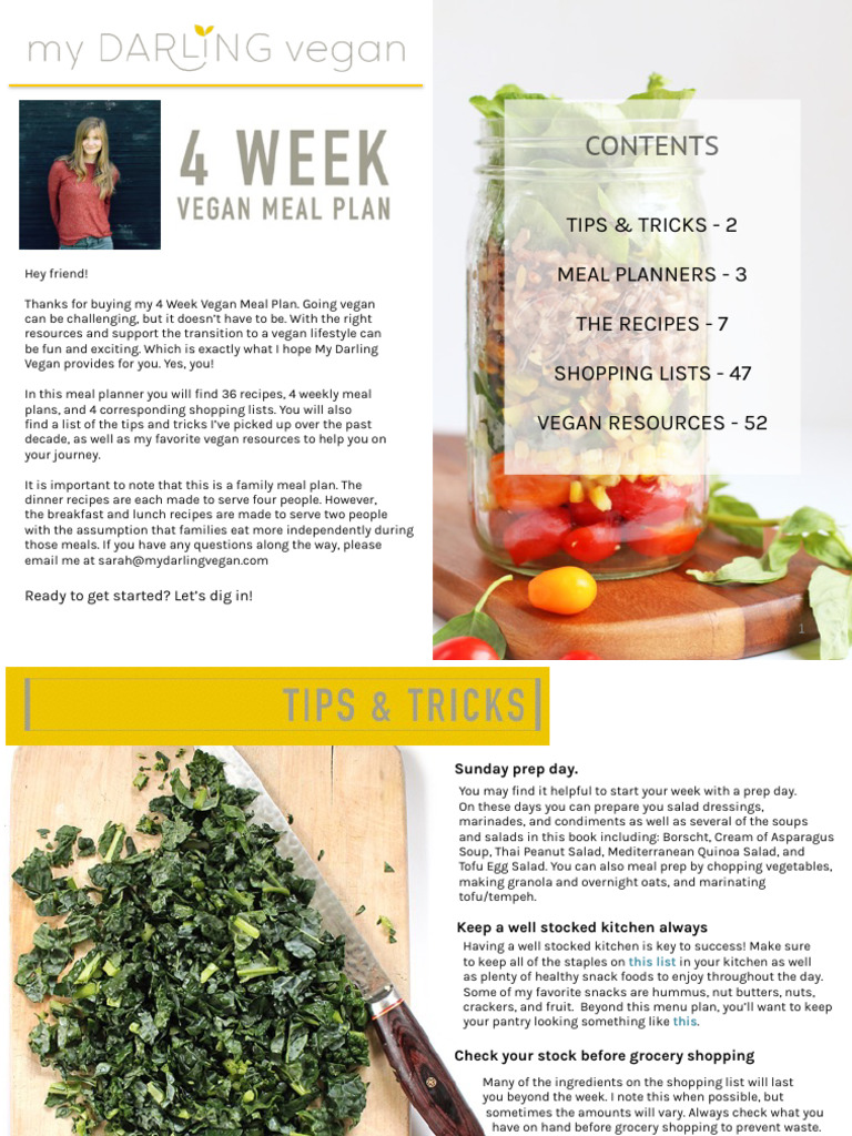 4-Week Vegan Meal Plan Guide | PDF | Lunch | Tofu