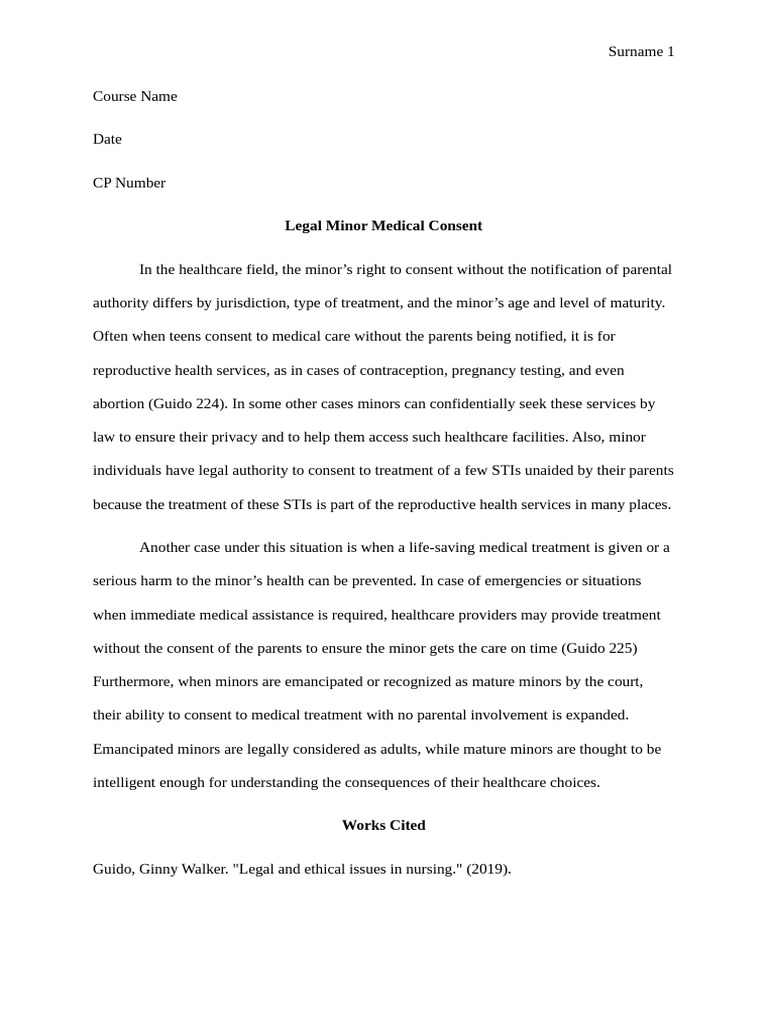 Minor Medical Consent Rights | PDF