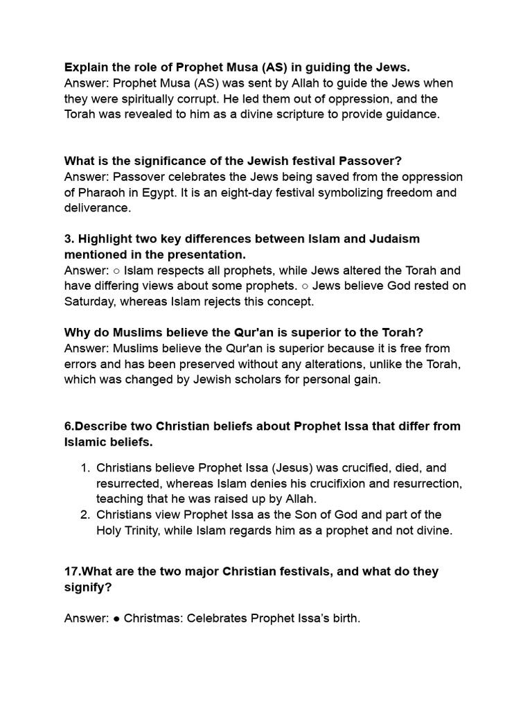 Role of Prophet Musa in Jewish Guidance | PDF | Prophets And Messengers ...