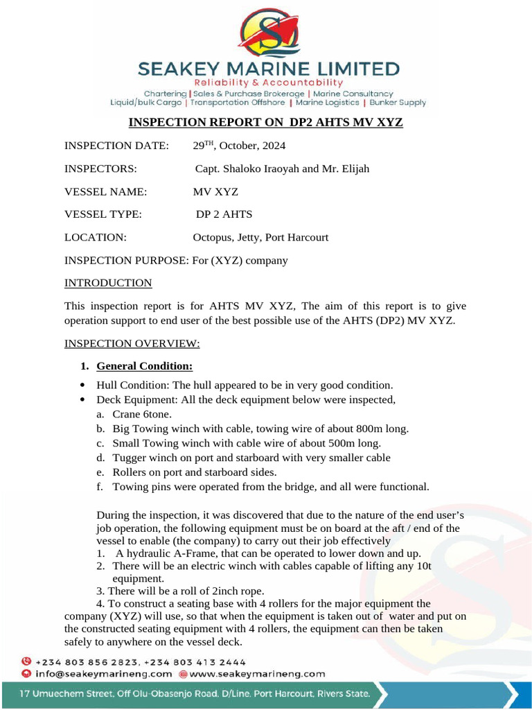 AHTS Inspection On A New Ship Still in Ship Yard | PDF | Firefighting ...