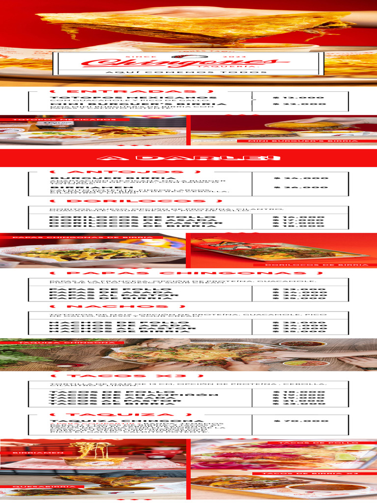 Menú CHINGONES (Versión 6) | PDF | Taco | Burrito