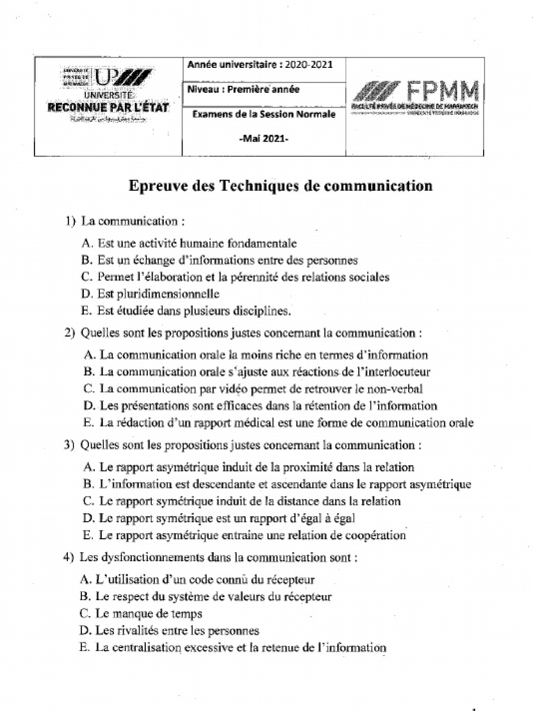 Techniques de Communication 2020-2021 Normale | PDF