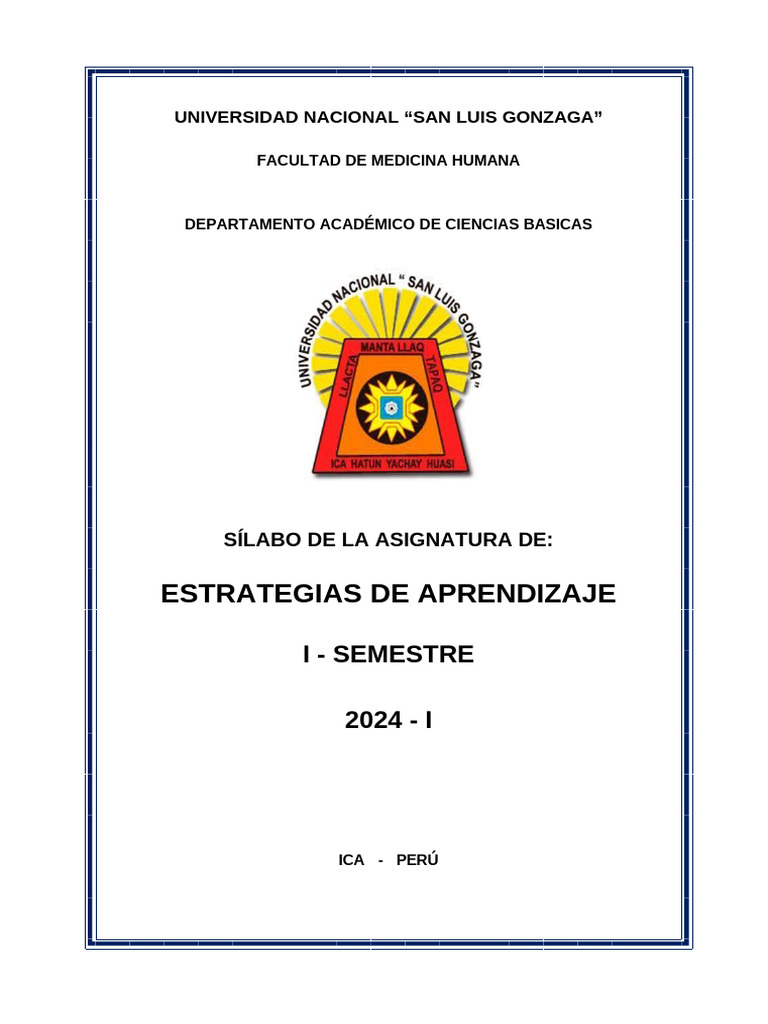 Sílabo de Estrategias de Aprendizaje 2024-I | PDF | Aprendizaje ...