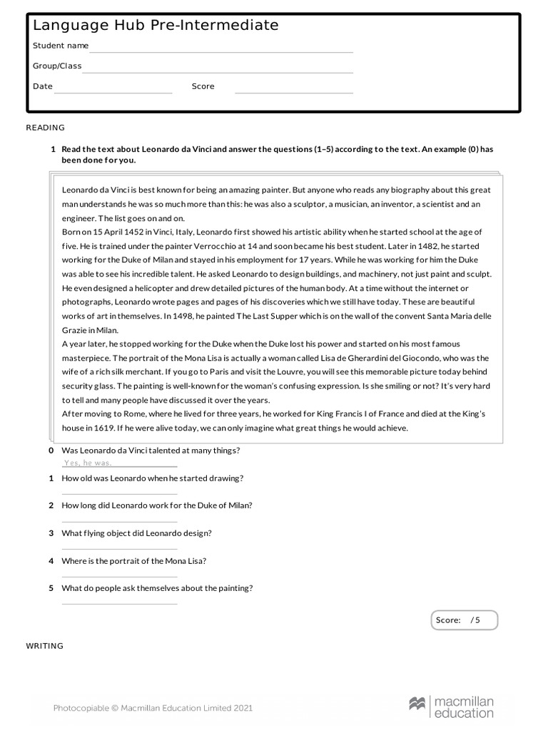 Testgenerator 4868091700497755507 | PDF | Leonardo Da Vinci