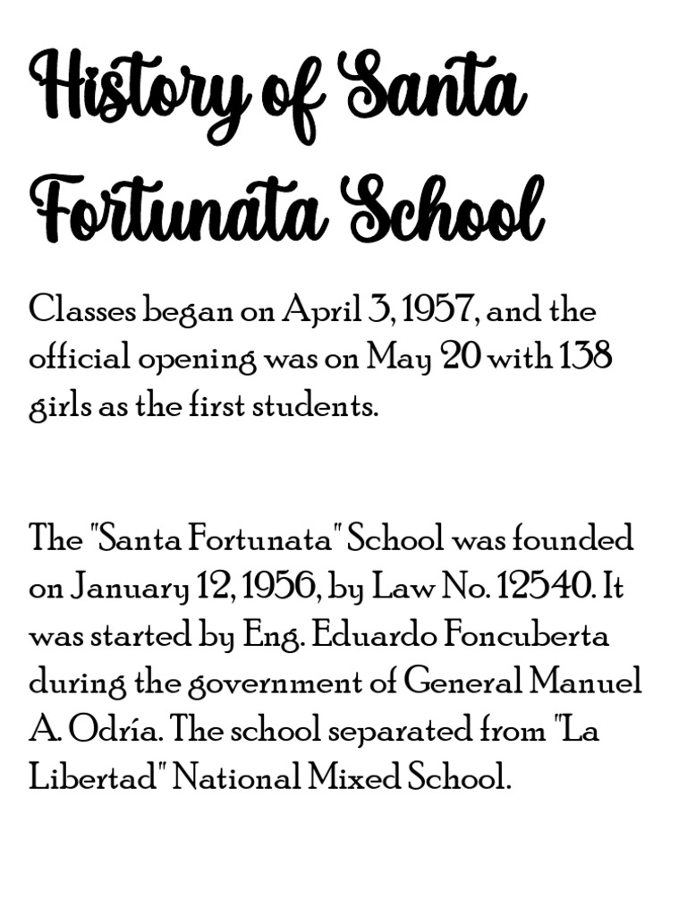History of Santa Fortunata School | PDF