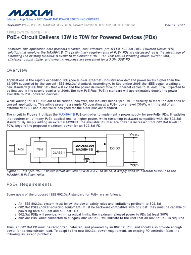 Poe+ Circuit Delivers 13W To 70W For Powered Devices (PDS ...