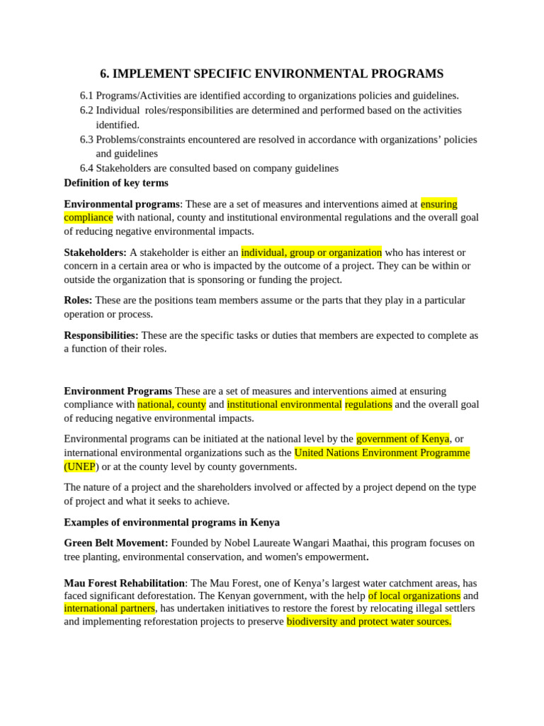 Environmental Programs in Kenya Overview | PDF | Conservation Biology ...