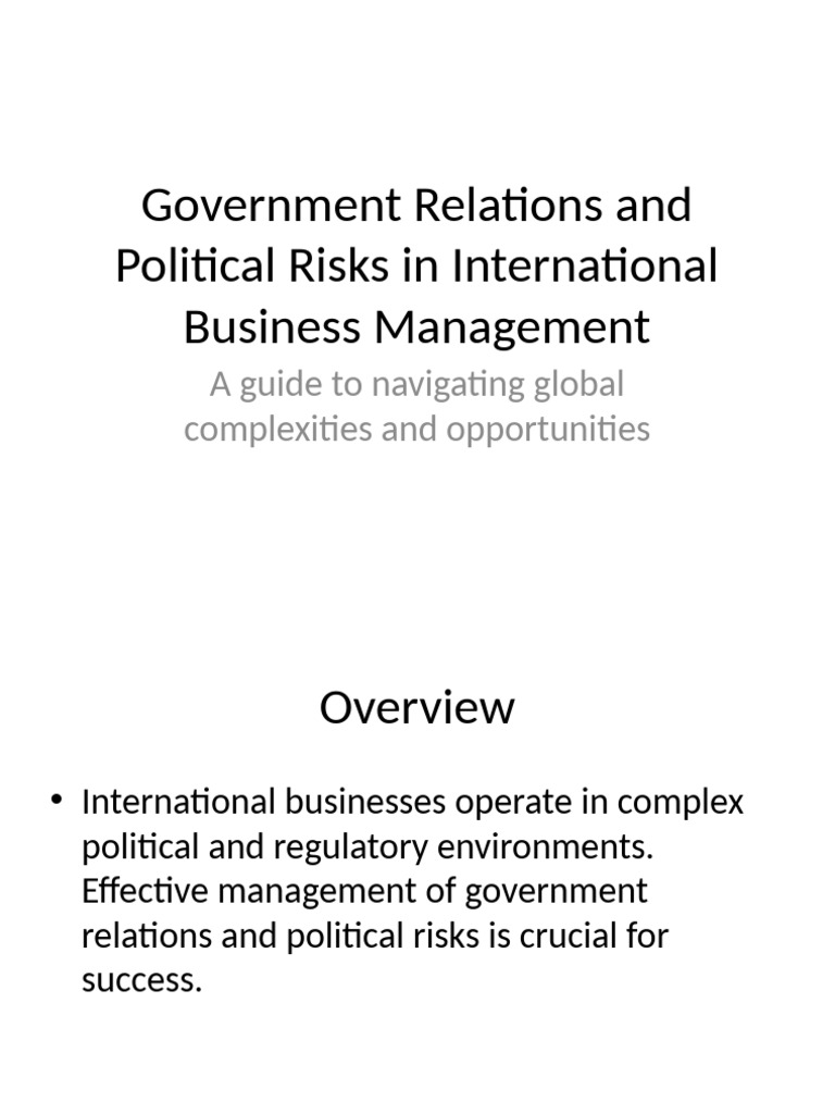 Government Relations and Political Risks | PDF