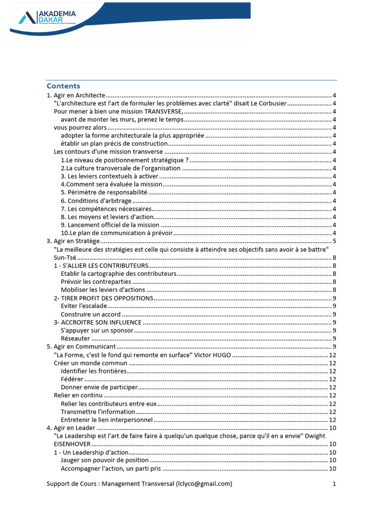 Management Transversal : Stratégies et Outils | PDF | Direction | la ...