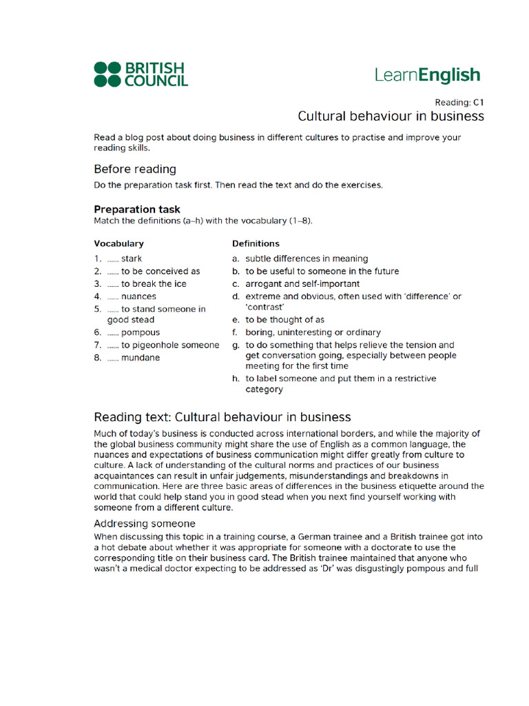 Cultural Behaviour | PDF