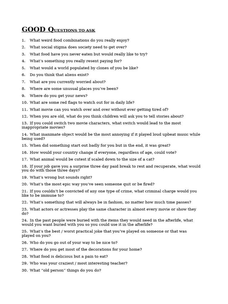 Good Questions To Ask | PDF
