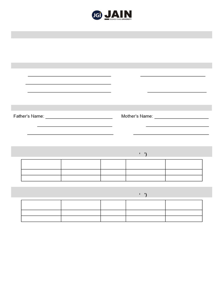 Registration Form For 2nd and 3rd Year. | PDF
