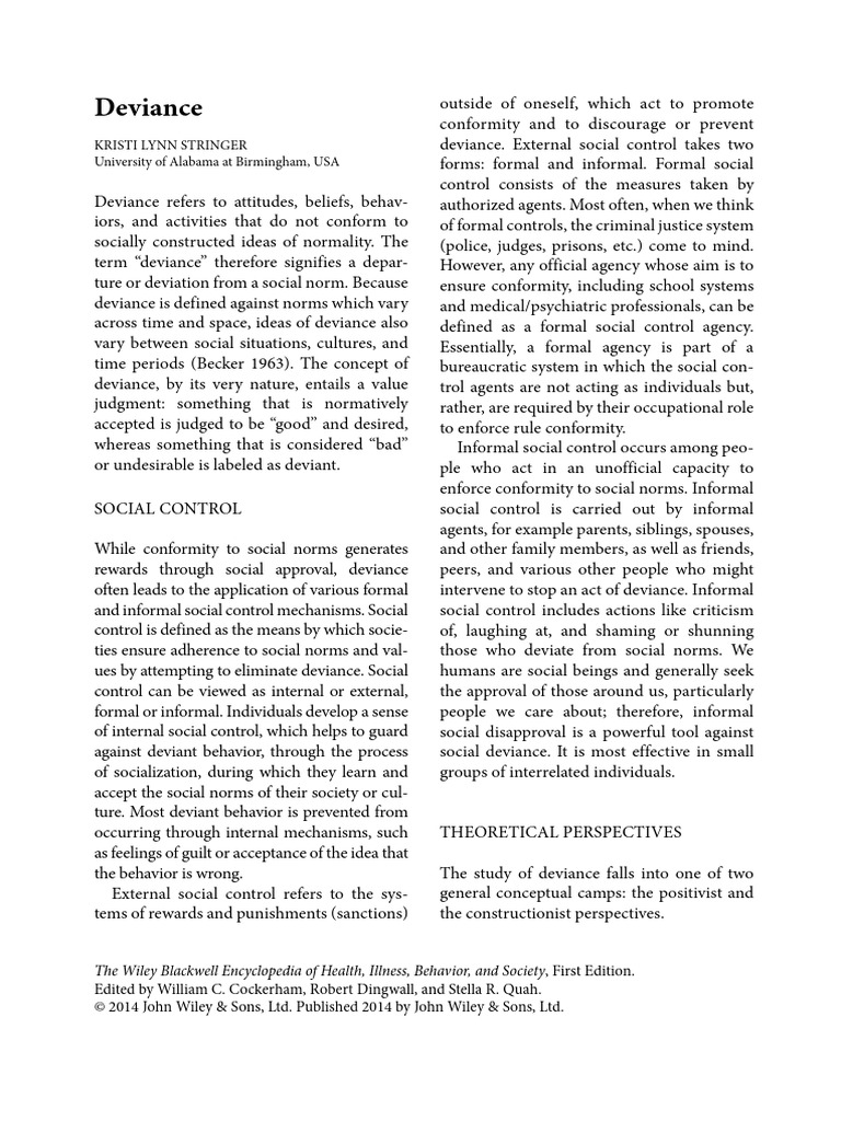 Understanding Social Deviance and Control | PDF | Deviance (Sociology ...