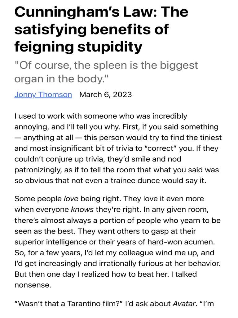 The Satisfying Benefits of Feigning Stupidity - Big Think | PDF | Socrates