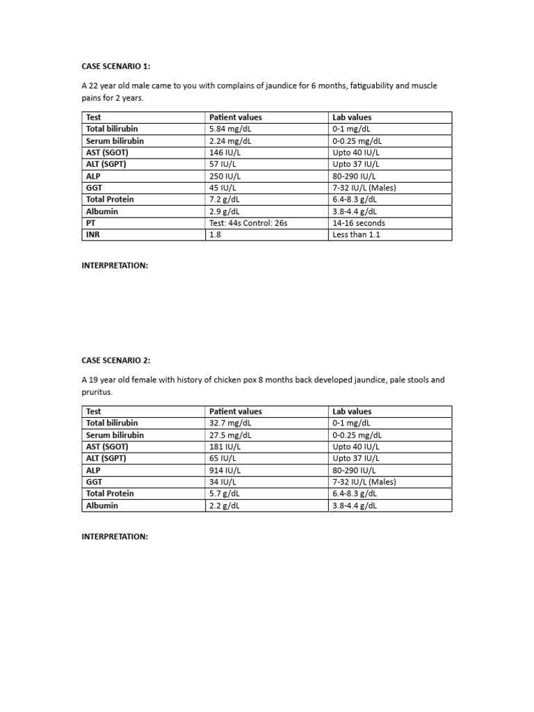 Jaundice Test Results and Interpretations | PDF | Gastroenterology ...