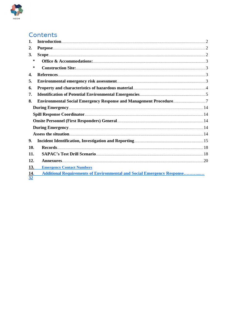 Environmental Emergency Response Plan | PDF | Emergency | Dangerous Goods