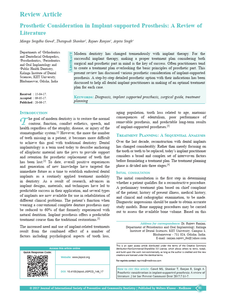 Prosthetic Planning for Dental Implants | PDF | Dental Implant | Dentistry
