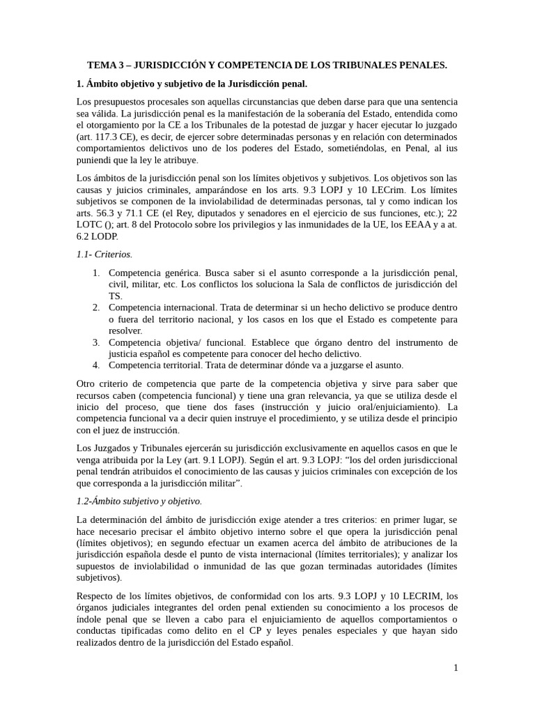 Tema 3 Definitivo | PDF | Jurisdicción | Inmunidad parlamentaria