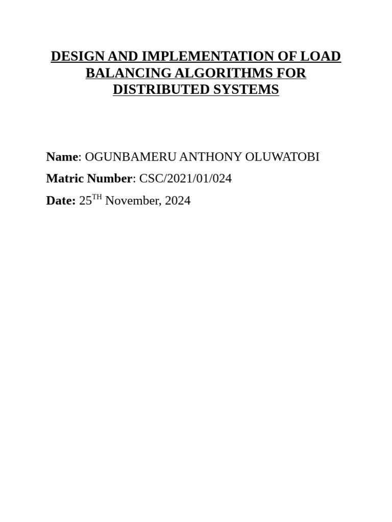 Load Balancing Algorithms for Systems | PDF | Load Balancing (Computing ...