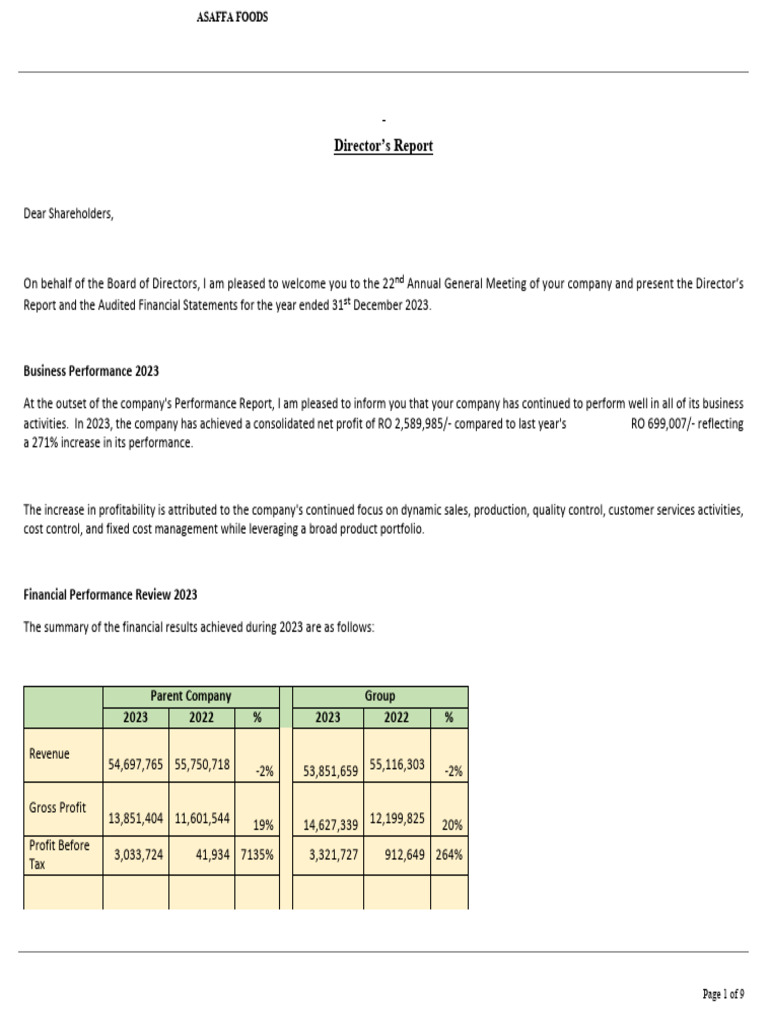 1 SPFI CompanyReport 07032024 6 | PDF | Dividend | Corporate Governance