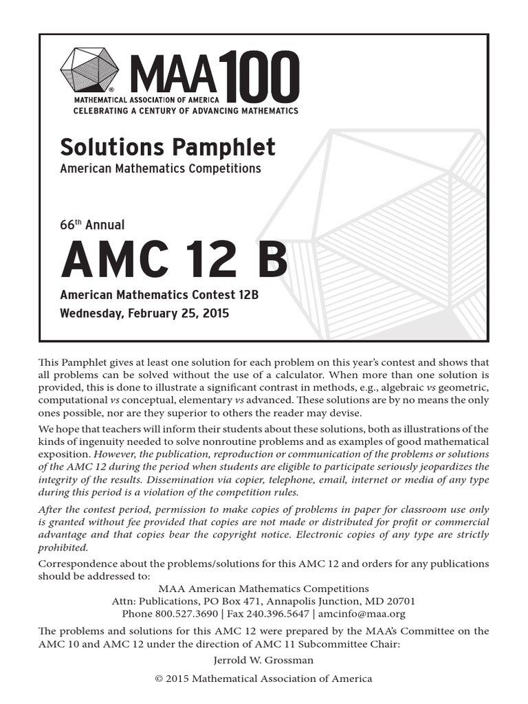 2015AMC12 Bsolutions | PDF | Mathematics