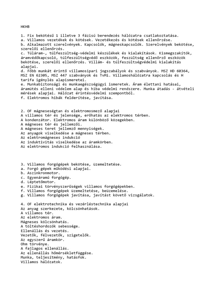 HKHB Elektromos Szerelések | PDF