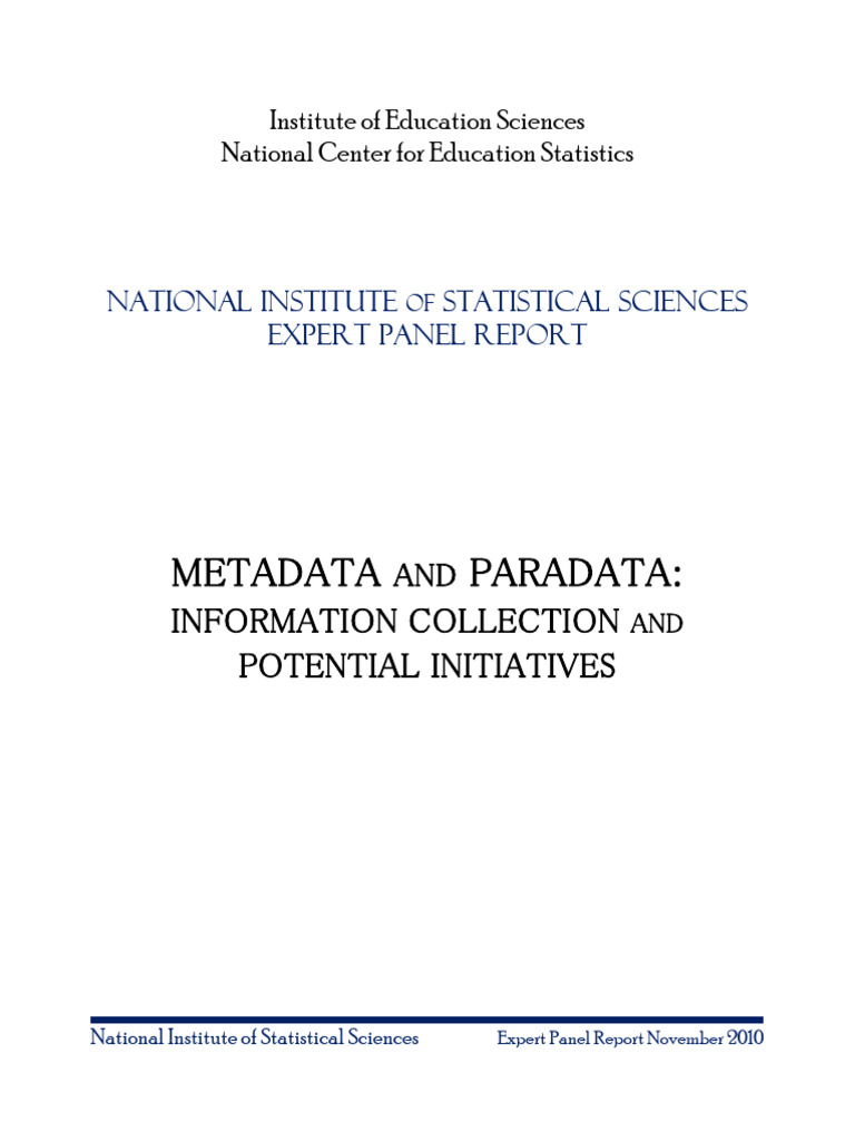 Metadata and Paradata Standards Report | PDF | Metadata | Information ...