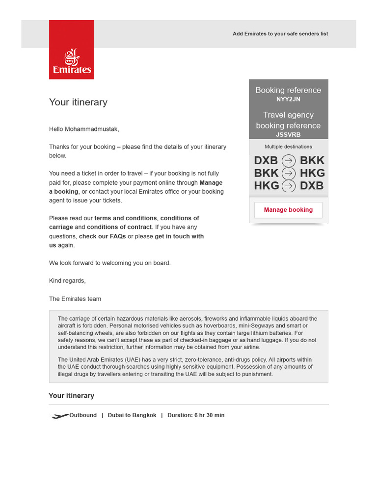 Flight Reservation | PDF | Emirates (Airline) | Transport