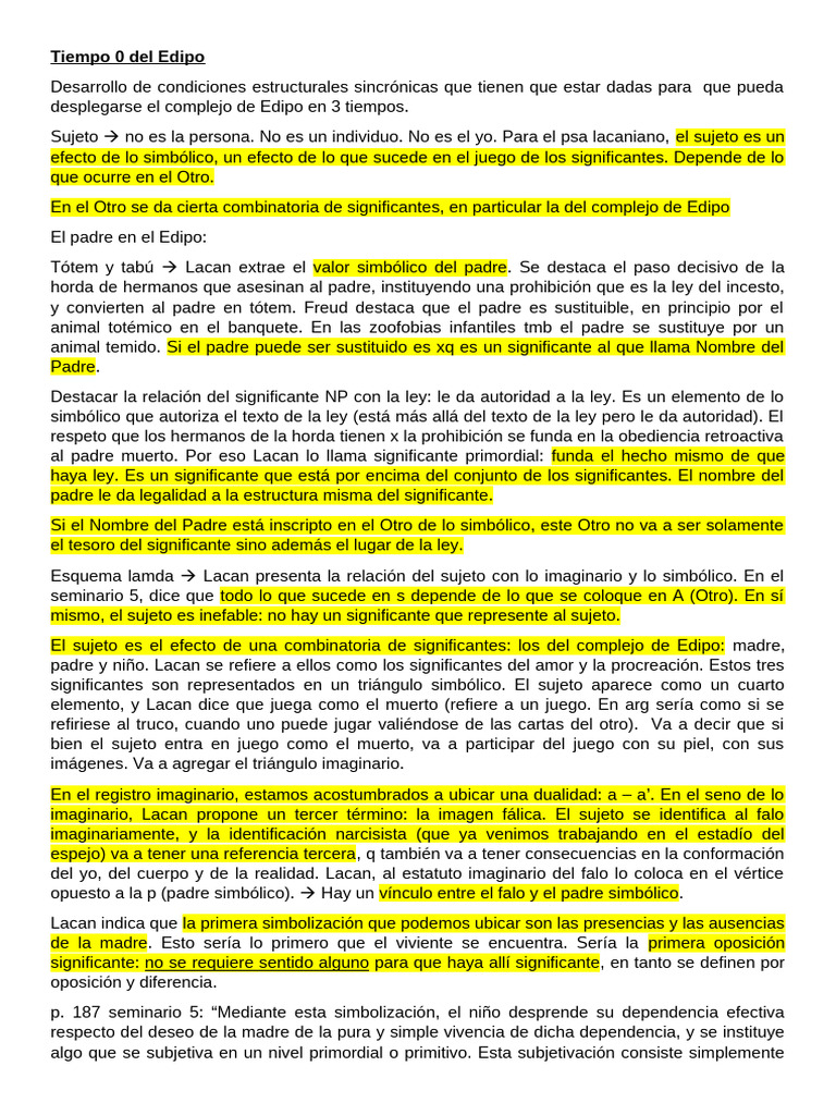 Estructura del Complejo de Edipo en Lacan | PDF | Jacques Lacan ...