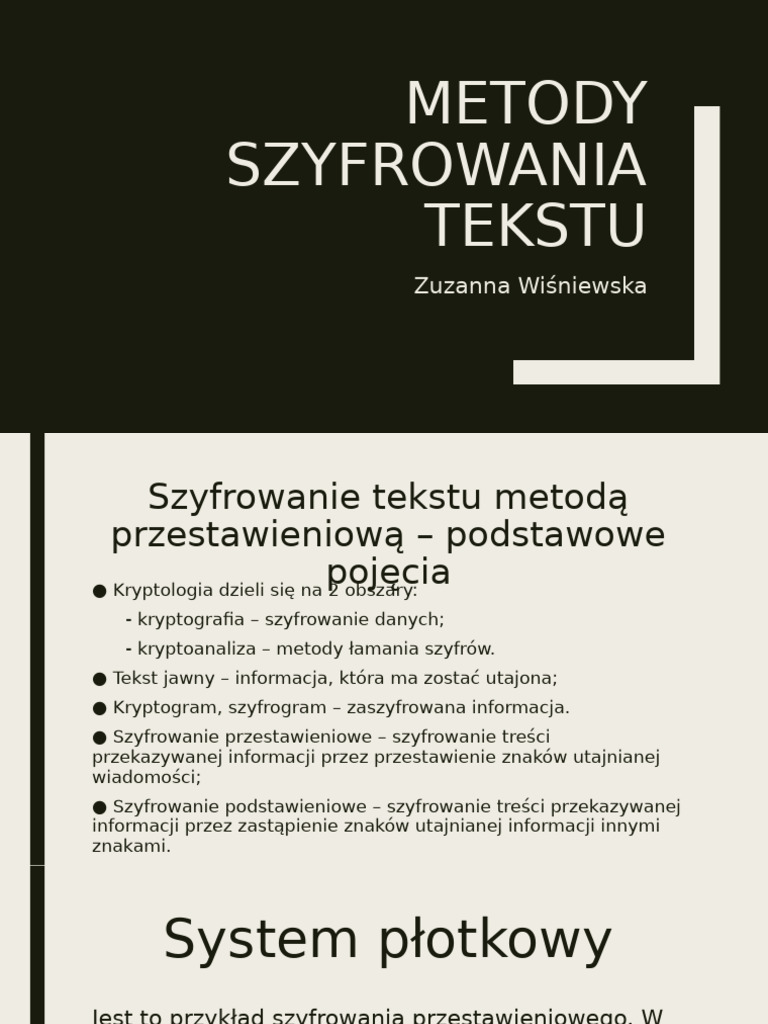 Metody Szyfrowania Tekstu | PDF