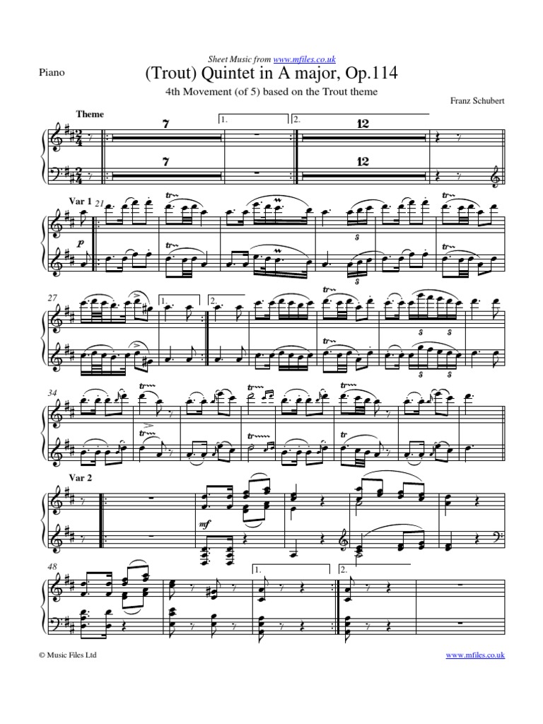 Schubert Trout Quintet 4 Piano PDF